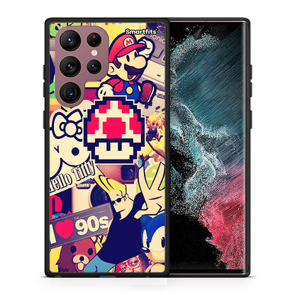 Θήκη Samsung S22 Ultra Love The 90s από τη Smartfits με σχέδιο στο πίσω μέρος και μαύρο περίβλημα | Samsung S22 Ultra Love The 90s case with colorful back and black bezels