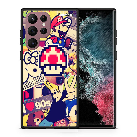 Θήκη Samsung S22 Ultra Love The 90s από τη Smartfits με σχέδιο στο πίσω μέρος και μαύρο περίβλημα | Samsung S22 Ultra Love The 90s case with colorful back and black bezels