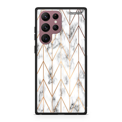 Samsung S22 Ultra Gold Geometric Marble case, cover, bumper