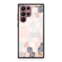 Thumbnail for Samsung S22 Ultra Hexagon Pink Marble case, cover, bumper