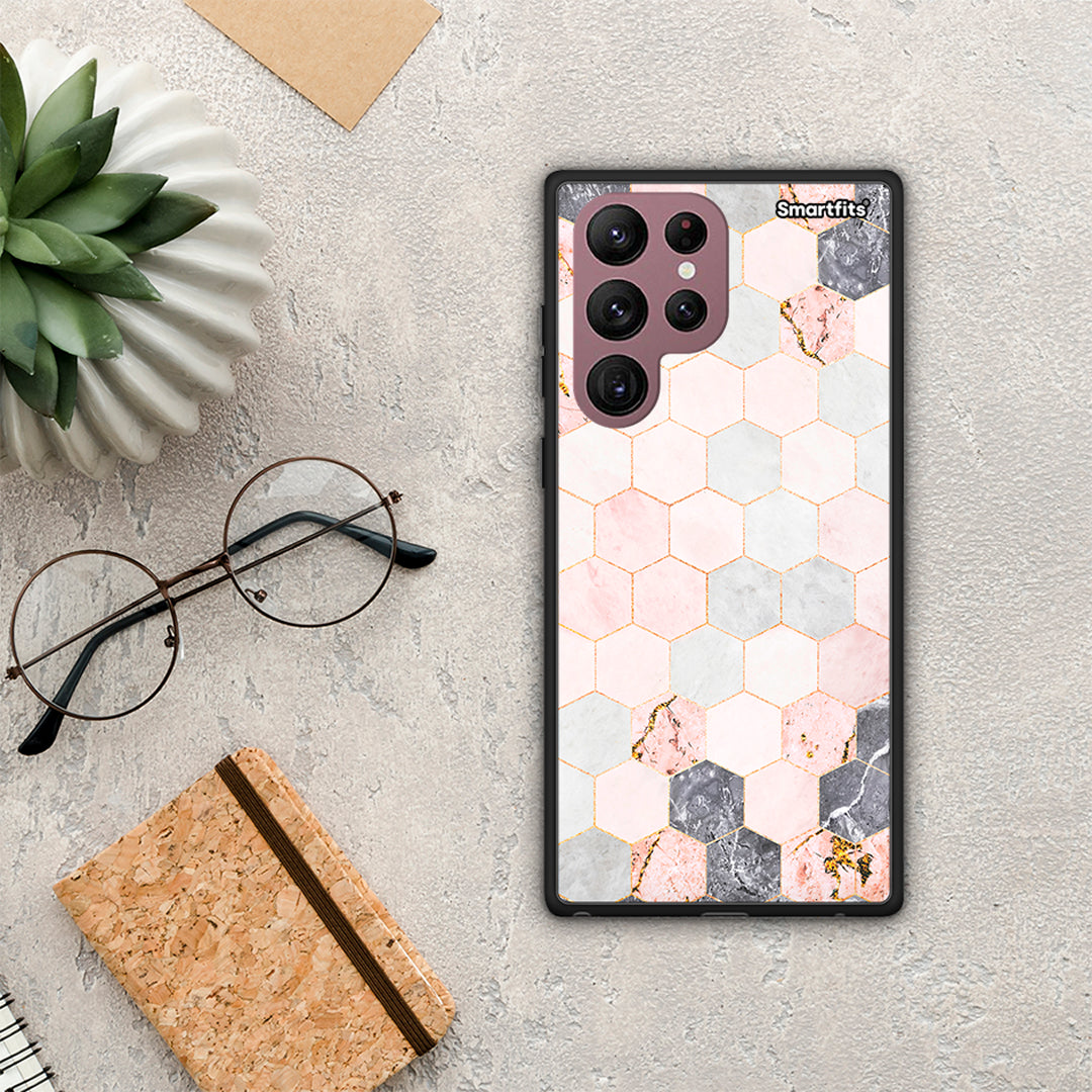 Marble Hexagon Pink - Samsung Galaxy S22 Ultra θήκη