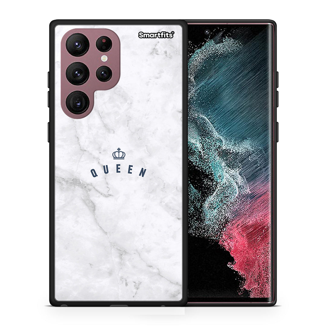 Θήκη Samsung S22 Ultra Queen Marble από τη Smartfits με σχέδιο στο πίσω μέρος και μαύρο περίβλημα | Samsung S22 Ultra Queen Marble case with colorful back and black bezels