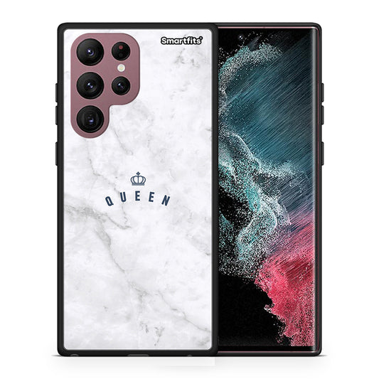 Θήκη Samsung S22 Ultra Queen Marble από τη Smartfits με σχέδιο στο πίσω μέρος και μαύρο περίβλημα | Samsung S22 Ultra Queen Marble case with colorful back and black bezels