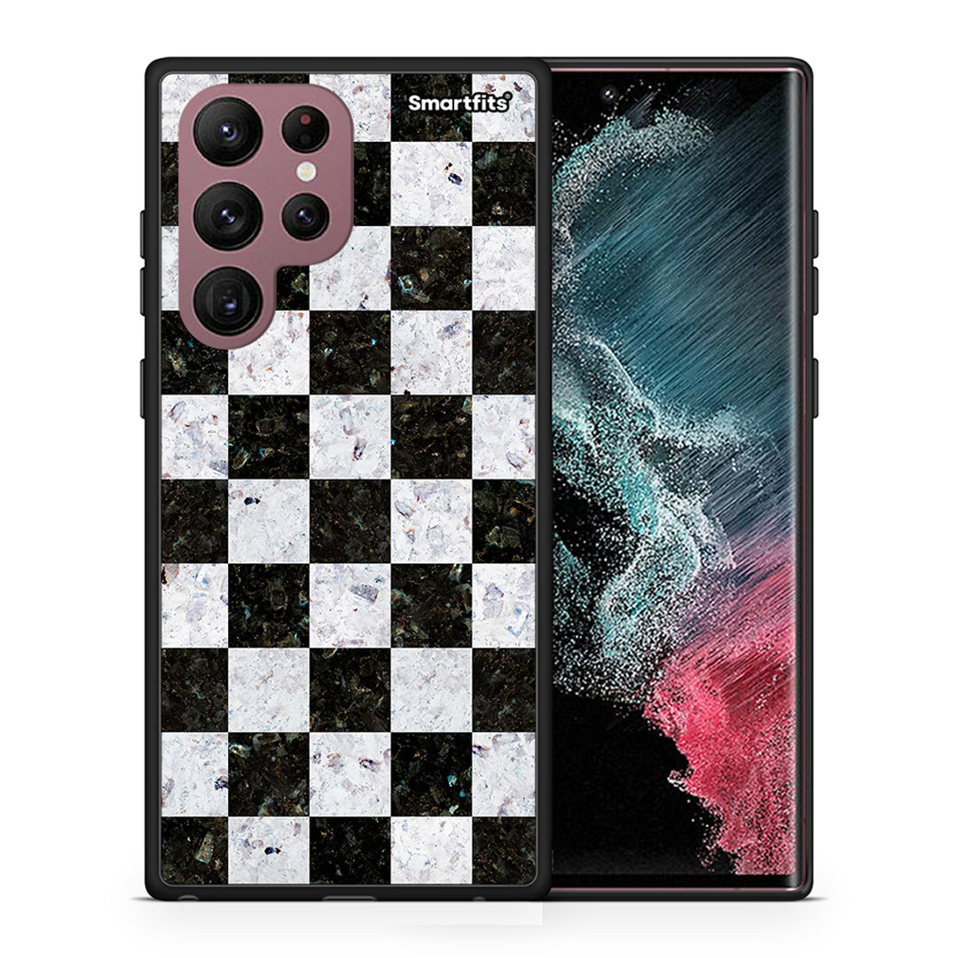 Θήκη Samsung S22 Ultra Square Geometric Marble από τη Smartfits με σχέδιο στο πίσω μέρος και μαύρο περίβλημα | Samsung S22 Ultra Square Geometric Marble case with colorful back and black bezels