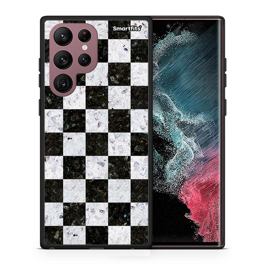 Θήκη Samsung S22 Ultra Square Geometric Marble από τη Smartfits με σχέδιο στο πίσω μέρος και μαύρο περίβλημα | Samsung S22 Ultra Square Geometric Marble case with colorful back and black bezels