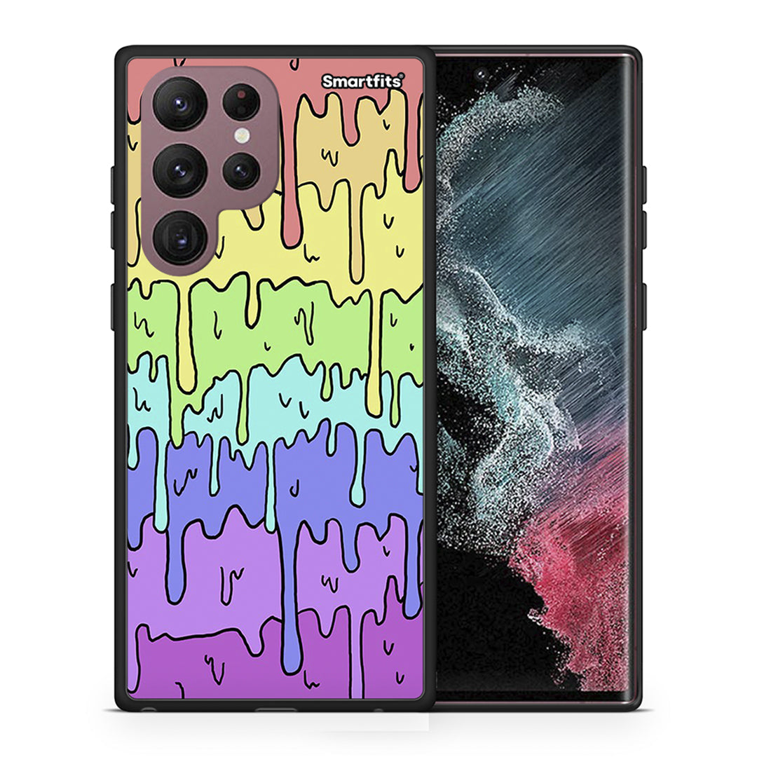 Θήκη Samsung S22 Ultra Melting Rainbow από τη Smartfits με σχέδιο στο πίσω μέρος και μαύρο περίβλημα | Samsung S22 Ultra Melting Rainbow case with colorful back and black bezels