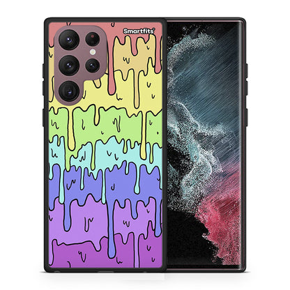 Θήκη Samsung S22 Ultra Melting Rainbow από τη Smartfits με σχέδιο στο πίσω μέρος και μαύρο περίβλημα | Samsung S22 Ultra Melting Rainbow case with colorful back and black bezels