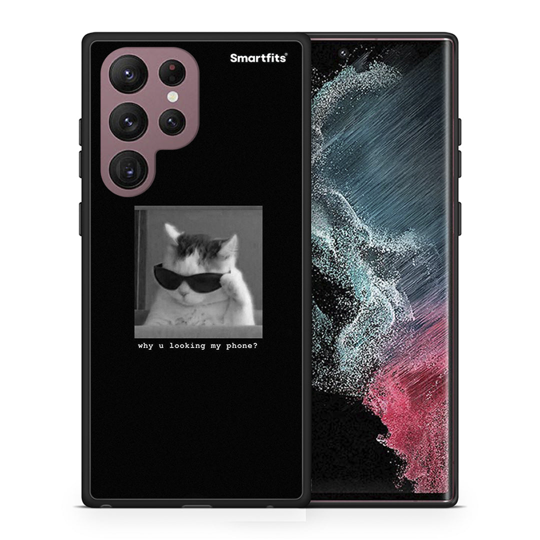 Θήκη Samsung S22 Ultra Meme Cat από τη Smartfits με σχέδιο στο πίσω μέρος και μαύρο περίβλημα | Samsung S22 Ultra Meme Cat case with colorful back and black bezels