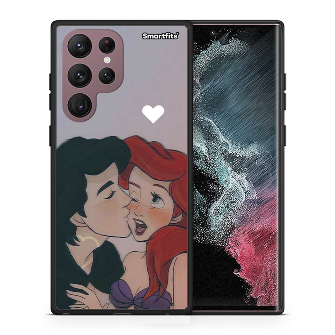 Θήκη Αγίου Βαλεντίνου Samsung S22 Ultra Mermaid Love από τη Smartfits με σχέδιο στο πίσω μέρος και μαύρο περίβλημα | Samsung S22 Ultra Mermaid Love case with colorful back and black bezels
