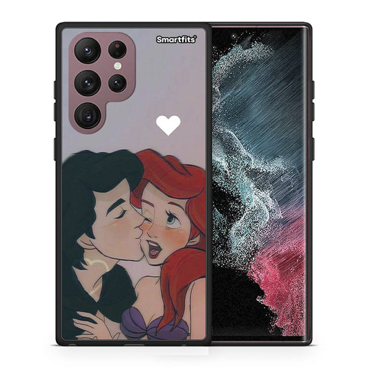 Θήκη Αγίου Βαλεντίνου Samsung S22 Ultra Mermaid Love από τη Smartfits με σχέδιο στο πίσω μέρος και μαύρο περίβλημα | Samsung S22 Ultra Mermaid Love case with colorful back and black bezels