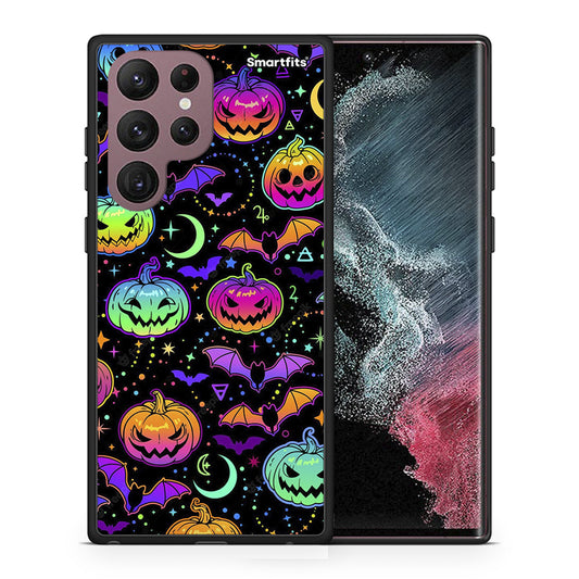 Θήκη Samsung S22 Ultra Neon Halloween από τη Smartfits με σχέδιο στο πίσω μέρος και μαύρο περίβλημα | Samsung S22 Ultra Neon Halloween case with colorful back and black bezels