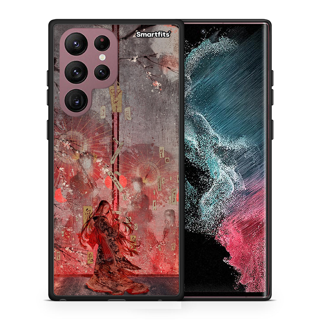 Θήκη Samsung S22 Ultra Nezuko Kamado από τη Smartfits με σχέδιο στο πίσω μέρος και μαύρο περίβλημα | Samsung S22 Ultra Nezuko Kamado case with colorful back and black bezels