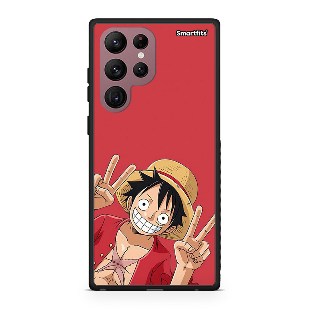 Samsung S22 Ultra Pirate Luffy Θήκη από τη Smartfits με σχέδιο στο πίσω μέρος και μαύρο περίβλημα | Smartphone case with colorful back and black bezels by Smartfits