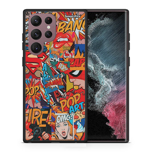 Θήκη Samsung S22 Ultra PopArt OMG από τη Smartfits με σχέδιο στο πίσω μέρος και μαύρο περίβλημα | Samsung S22 Ultra PopArt OMG case with colorful back and black bezels