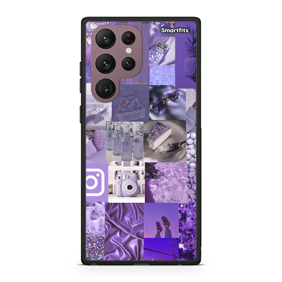 Samsung S22 Ultra Purple Aesthetic Collage θήκη από τη Smartfits με σχέδιο στο πίσω μέρος και μαύρο περίβλημα | Smartphone case with colorful back and black bezels by Smartfits