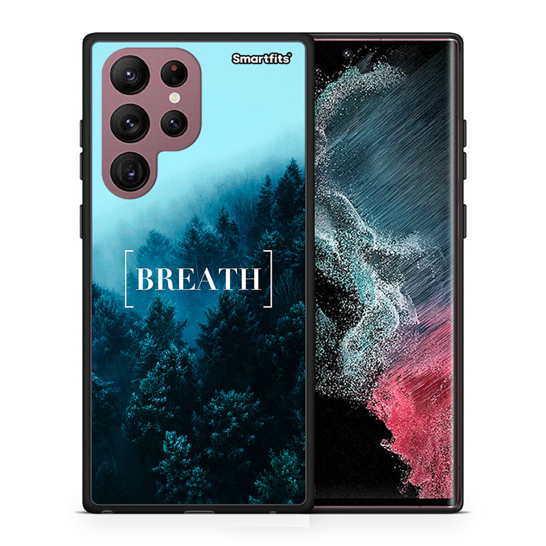 Θήκη Samsung S22 Ultra Breath Quote από τη Smartfits με σχέδιο στο πίσω μέρος και μαύρο περίβλημα | Samsung S22 Ultra Breath Quote case with colorful back and black bezels