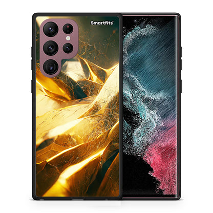 Θήκη Samsung S22 Ultra Real Gold από τη Smartfits με σχέδιο στο πίσω μέρος και μαύρο περίβλημα | Samsung S22 Ultra Real Gold case with colorful back and black bezels