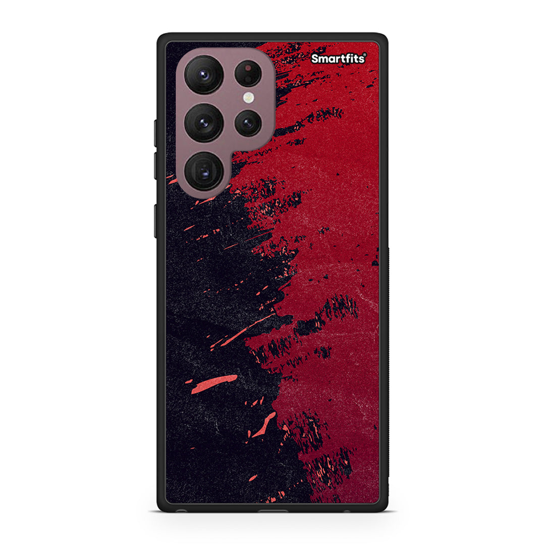 Samsung S22 Ultra Red Paint Θήκη Αγίου Βαλεντίνου από τη Smartfits με σχέδιο στο πίσω μέρος και μαύρο περίβλημα | Smartphone case with colorful back and black bezels by Smartfits