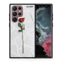 Thumbnail for Θήκη Samsung S22 Ultra Red Rose από τη Smartfits με σχέδιο στο πίσω μέρος και μαύρο περίβλημα | Samsung S22 Ultra Red Rose case with colorful back and black bezels