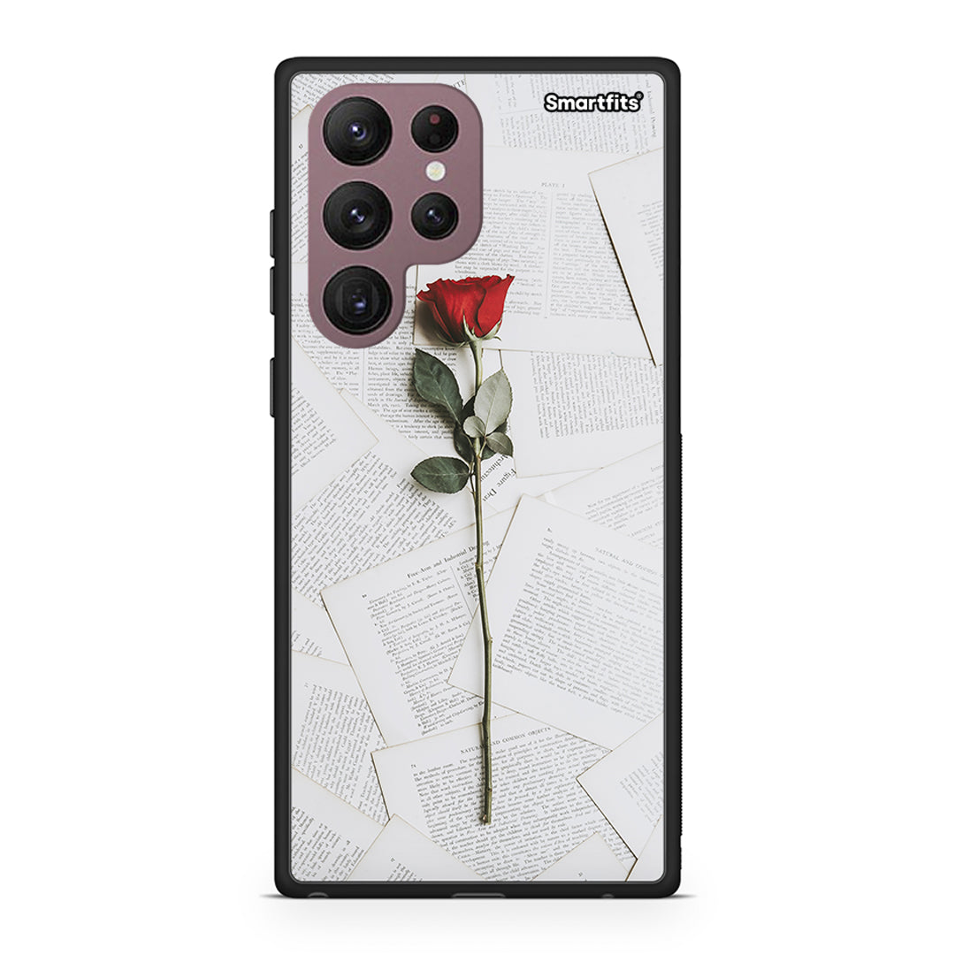 Samsung S22 Ultra Red Rose θήκη από τη Smartfits με σχέδιο στο πίσω μέρος και μαύρο περίβλημα | Smartphone case with colorful back and black bezels by Smartfits