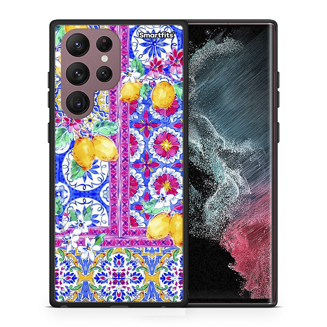 Θήκη Samsung S22 Ultra Retro Spring από τη Smartfits με σχέδιο στο πίσω μέρος και μαύρο περίβλημα | Samsung S22 Ultra Retro Spring case with colorful back and black bezels