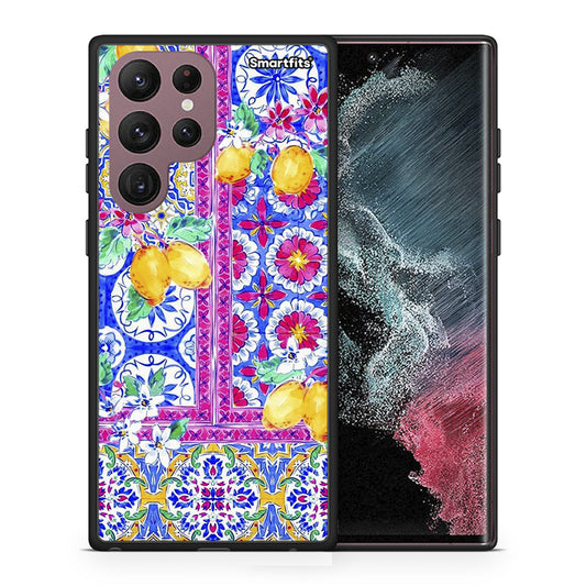 Θήκη Samsung S22 Ultra Retro Spring από τη Smartfits με σχέδιο στο πίσω μέρος και μαύρο περίβλημα | Samsung S22 Ultra Retro Spring case with colorful back and black bezels