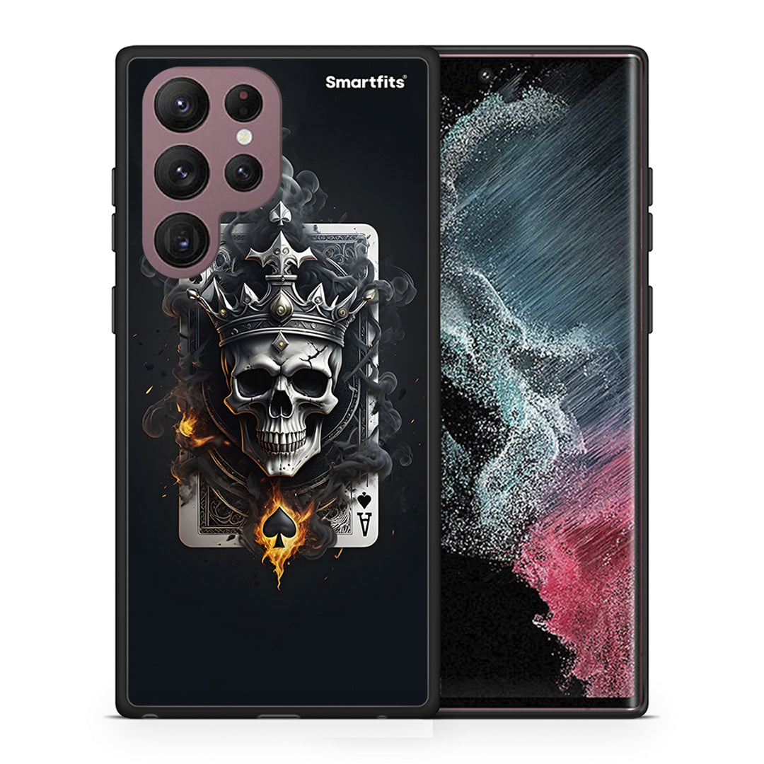 Θήκη Samsung S22 Ultra Skull King Ace από τη Smartfits με σχέδιο στο πίσω μέρος και μαύρο περίβλημα | Samsung S22 Ultra Skull King Ace case with colorful back and black bezels