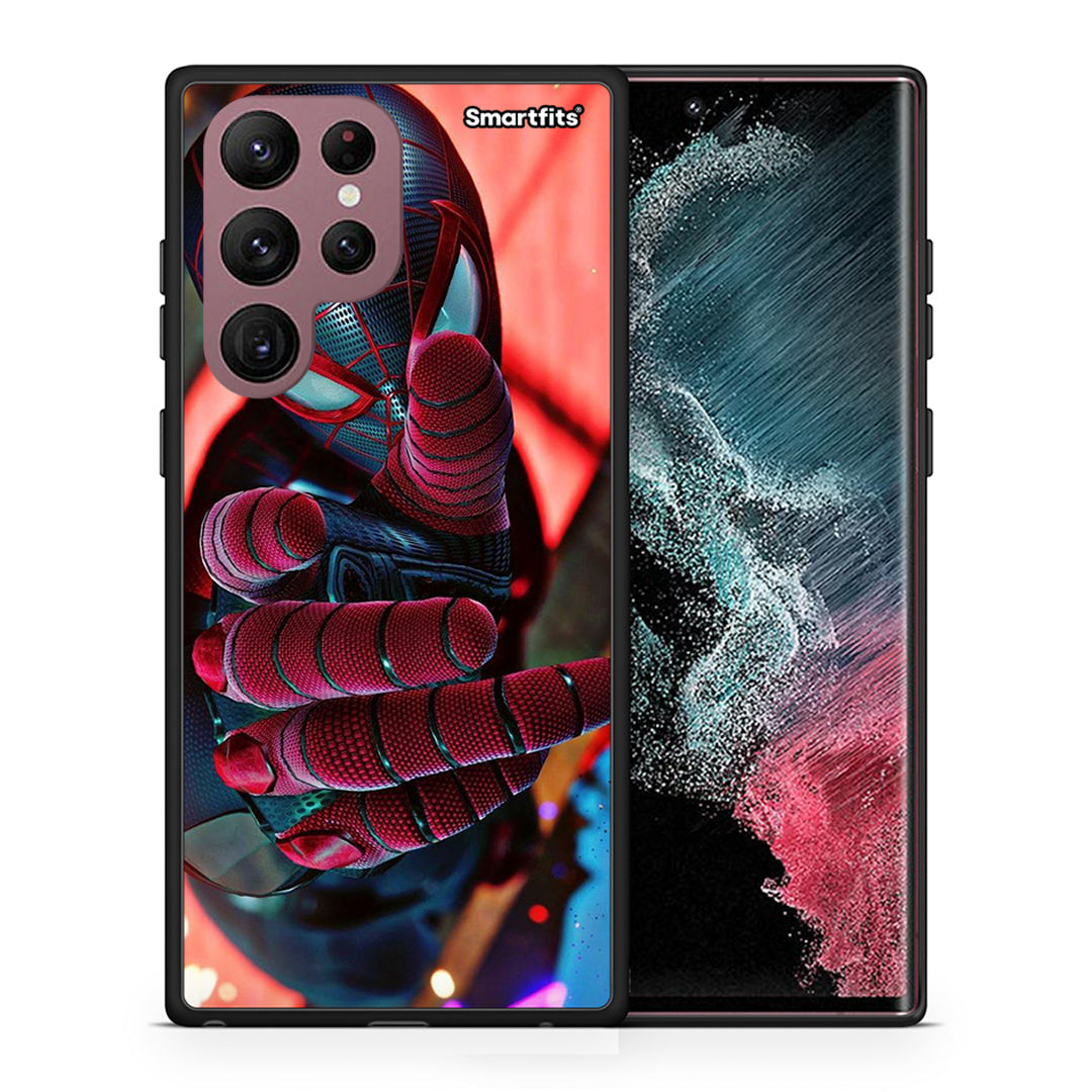 Θήκη Samsung S22 Ultra Spider Hand από τη Smartfits με σχέδιο στο πίσω μέρος και μαύρο περίβλημα | Samsung S22 Ultra Spider Hand case with colorful back and black bezels