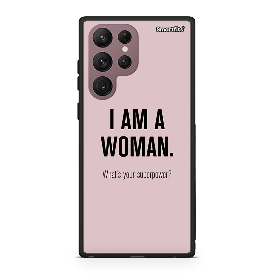 Samsung S22 Ultra Superpower Woman θήκη από τη Smartfits με σχέδιο στο πίσω μέρος και μαύρο περίβλημα | Smartphone case with colorful back and black bezels by Smartfits