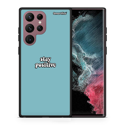 Θήκη Samsung S22 Ultra Positive Text από τη Smartfits με σχέδιο στο πίσω μέρος και μαύρο περίβλημα | Samsung S22 Ultra Positive Text case with colorful back and black bezels