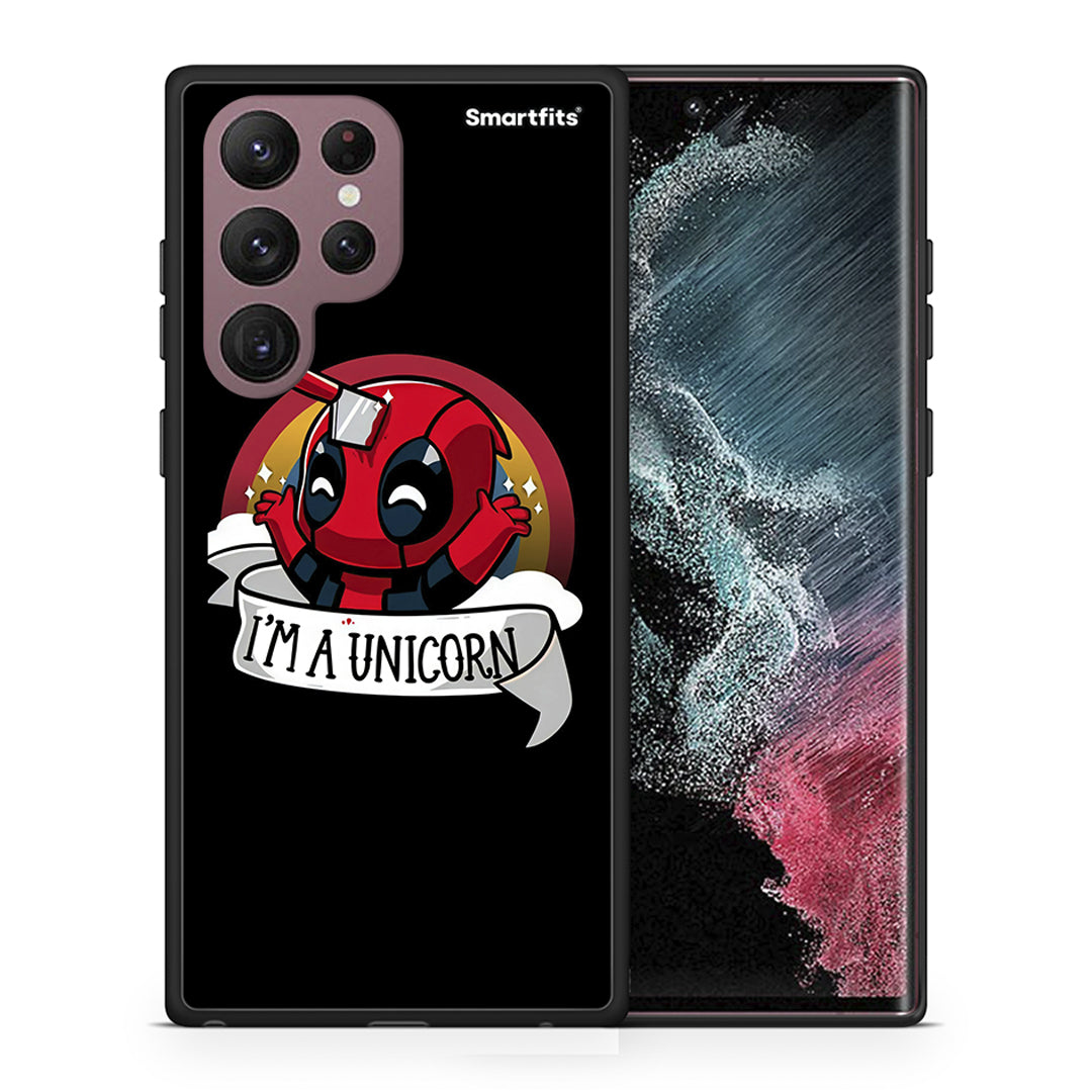 Θήκη Samsung S22 Ultra Unicorn Deadpool από τη Smartfits με σχέδιο στο πίσω μέρος και μαύρο περίβλημα | Samsung S22 Ultra Unicorn Deadpool case with colorful back and black bezels