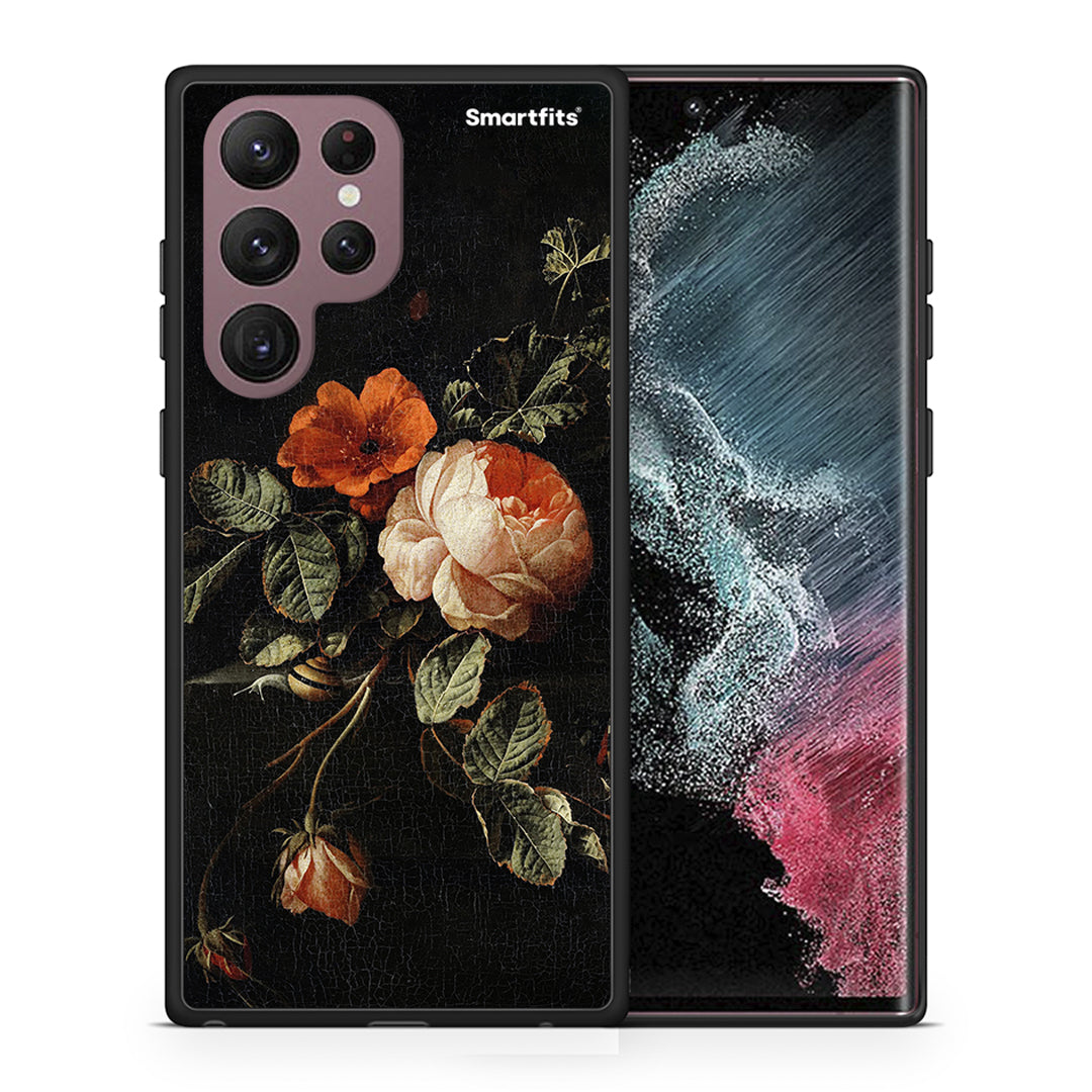 Θήκη Samsung S22 Ultra Vintage Roses από τη Smartfits με σχέδιο στο πίσω μέρος και μαύρο περίβλημα | Samsung S22 Ultra Vintage Roses case with colorful back and black bezels