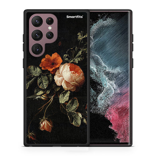 Θήκη Samsung S22 Ultra Vintage Roses από τη Smartfits με σχέδιο στο πίσω μέρος και μαύρο περίβλημα | Samsung S22 Ultra Vintage Roses case with colorful back and black bezels