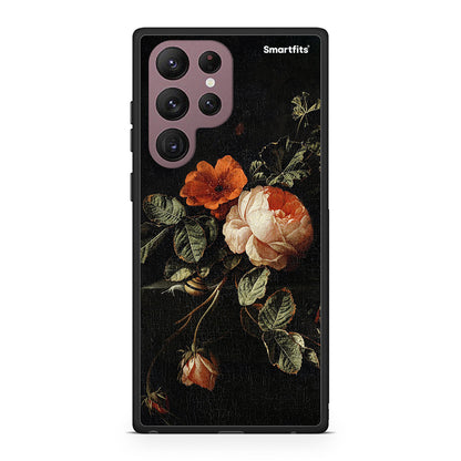 Samsung S22 Ultra Vintage Roses θήκη από τη Smartfits με σχέδιο στο πίσω μέρος και μαύρο περίβλημα | Smartphone case with colorful back and black bezels by Smartfits