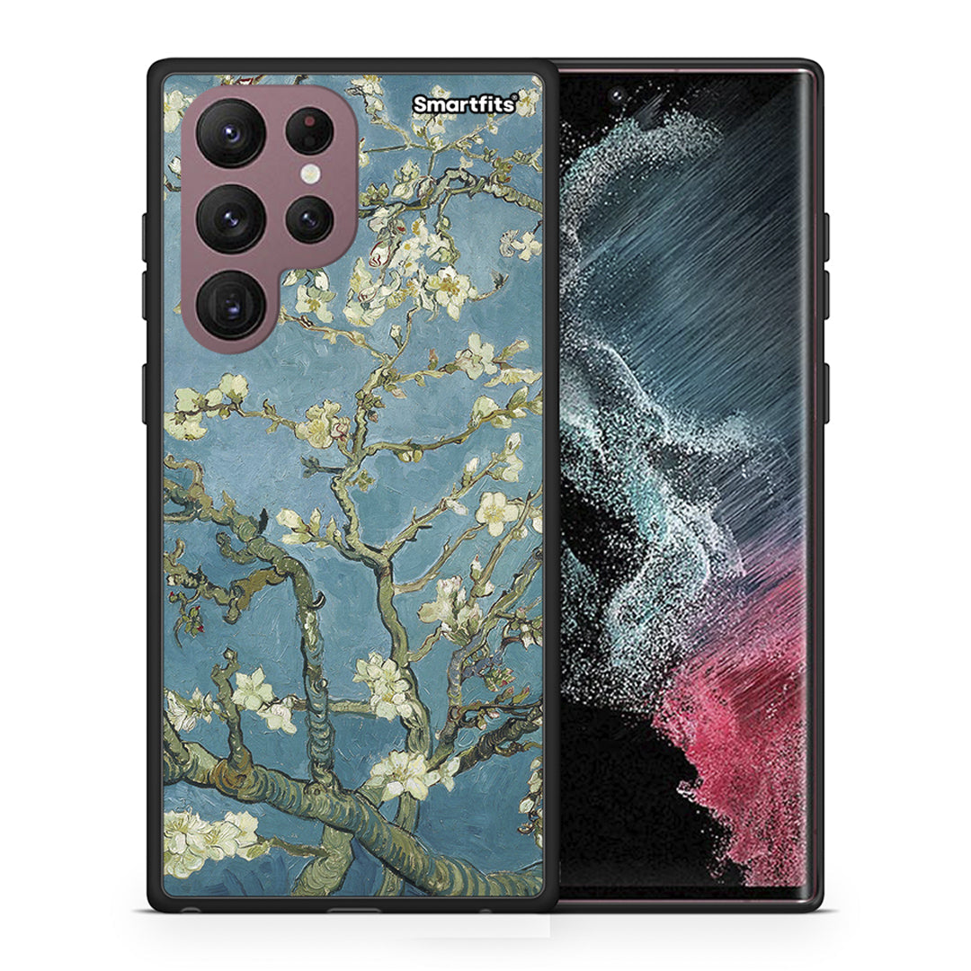 Θήκη Samsung S22 Ultra White Blossoms από τη Smartfits με σχέδιο στο πίσω μέρος και μαύρο περίβλημα | Samsung S22 Ultra White Blossoms case with colorful back and black bezels