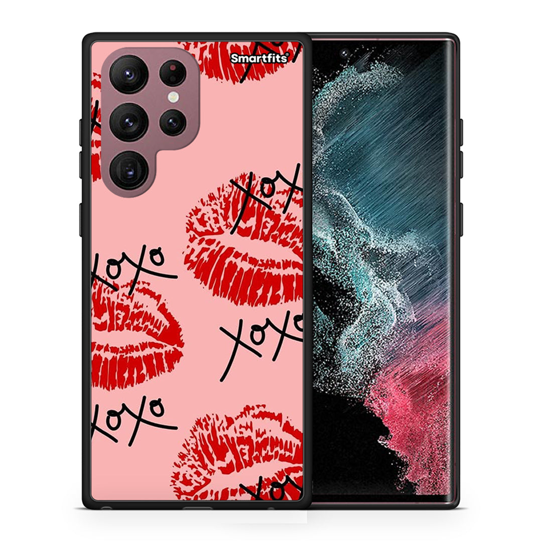 Θήκη Samsung S22 Ultra XOXO Lips από τη Smartfits με σχέδιο στο πίσω μέρος και μαύρο περίβλημα | Samsung S22 Ultra XOXO Lips case with colorful back and black bezels