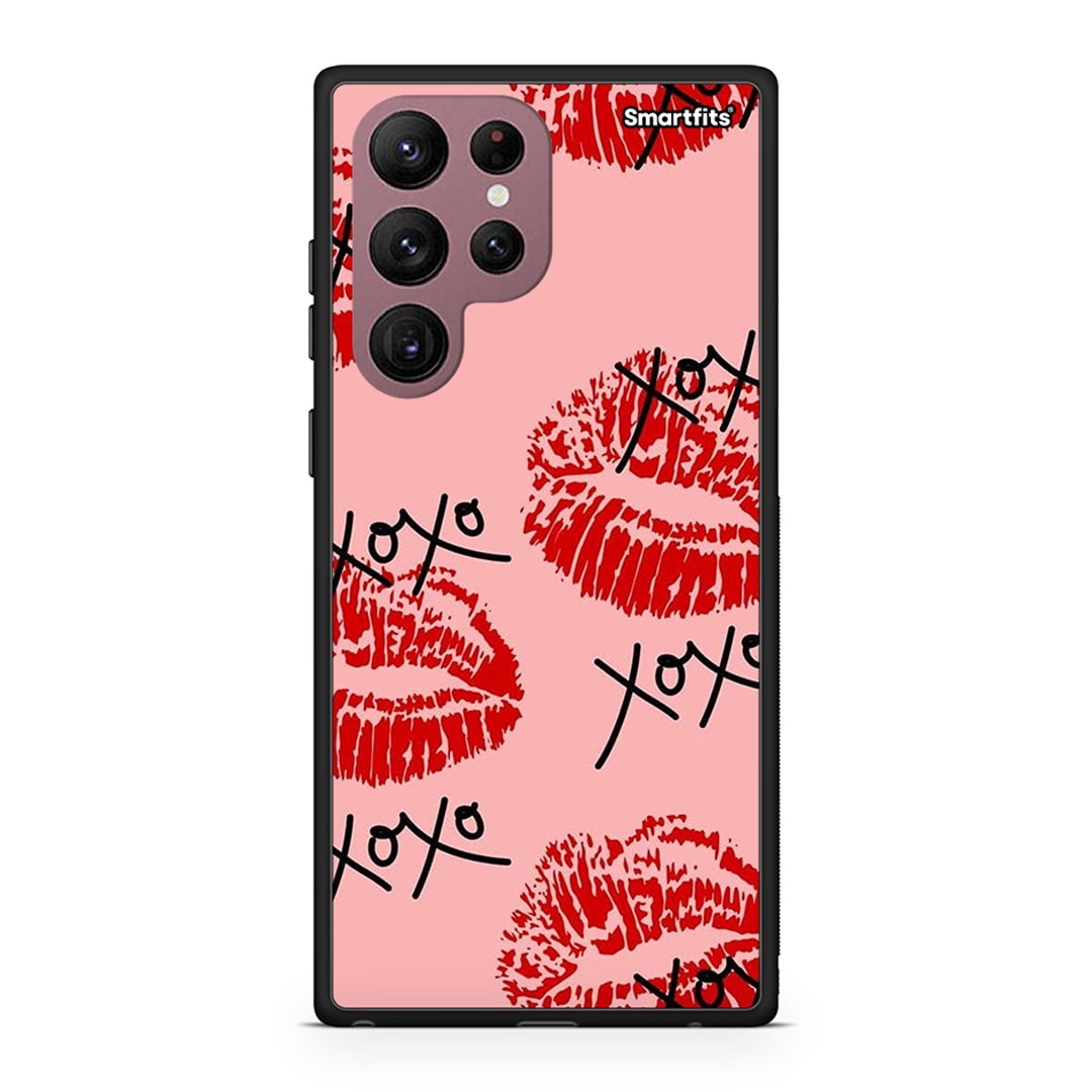 Samsung S22 Ultra XOXO Lips θήκη από τη Smartfits με σχέδιο στο πίσω μέρος και μαύρο περίβλημα | Smartphone case with colorful back and black bezels by Smartfits