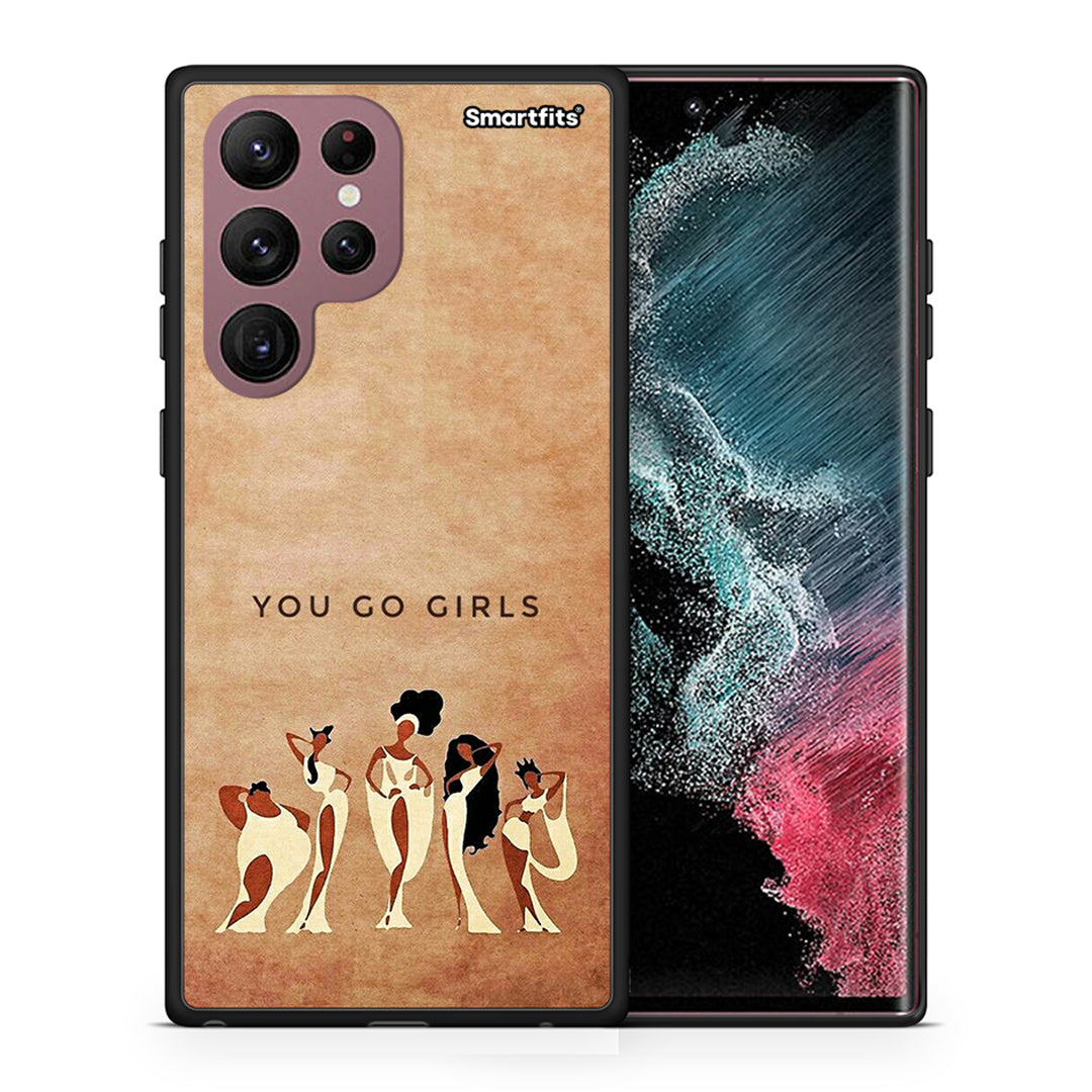 Θήκη Samsung S22 Ultra You Go Girl από τη Smartfits με σχέδιο στο πίσω μέρος και μαύρο περίβλημα | Samsung S22 Ultra You Go Girl case with colorful back and black bezels