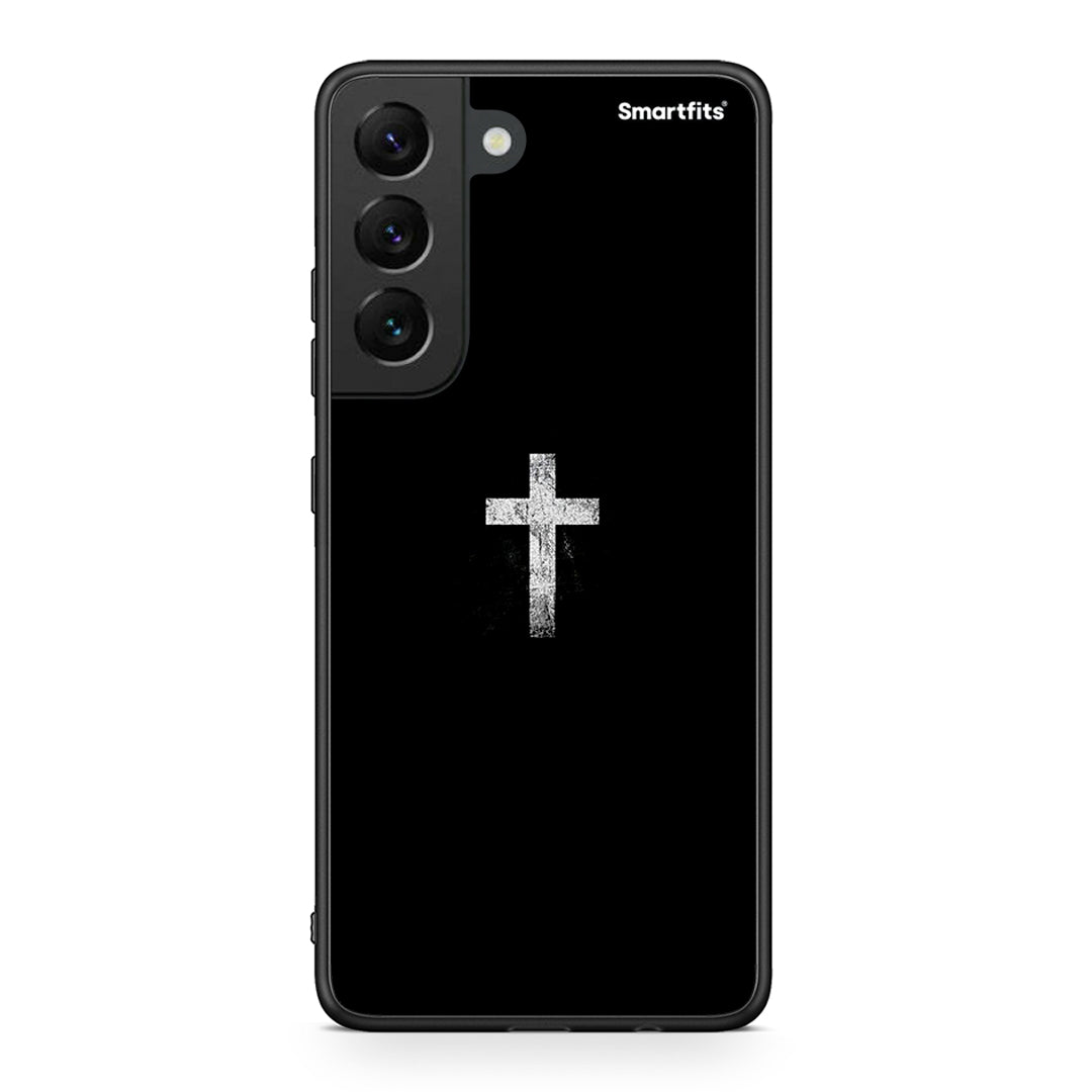 Samsung S22 White Cross θήκη από τη Smartfits με σχέδιο στο πίσω μέρος και μαύρο περίβλημα | Smartphone case with colorful back and black bezels by Smartfits