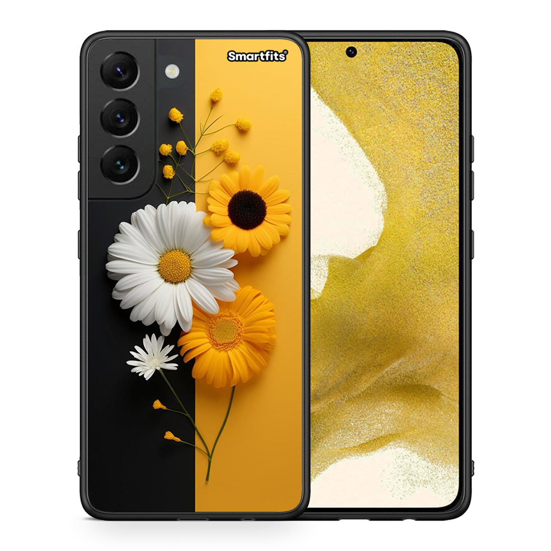 Θήκη Samsung S22 Yellow Daisies από τη Smartfits με σχέδιο στο πίσω μέρος και μαύρο περίβλημα | Samsung S22 Yellow Daisies case with colorful back and black bezels