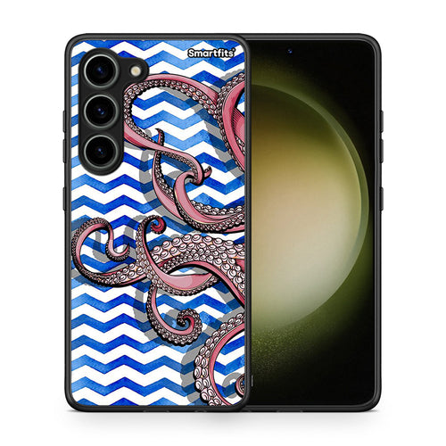 Θήκη Samsung Galaxy S23 Chevron Devilfish από τη Smartfits με σχέδιο στο πίσω μέρος και μαύρο περίβλημα | Samsung Galaxy S23 Chevron Devilfish Case with Colorful Back and Black Bezels