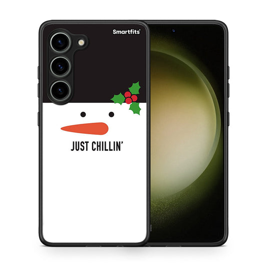 Θήκη Samsung Galaxy S23 Christmas Chillin από τη Smartfits με σχέδιο στο πίσω μέρος και μαύρο περίβλημα | Samsung Galaxy S23 Christmas Chillin Case with Colorful Back and Black Bezels