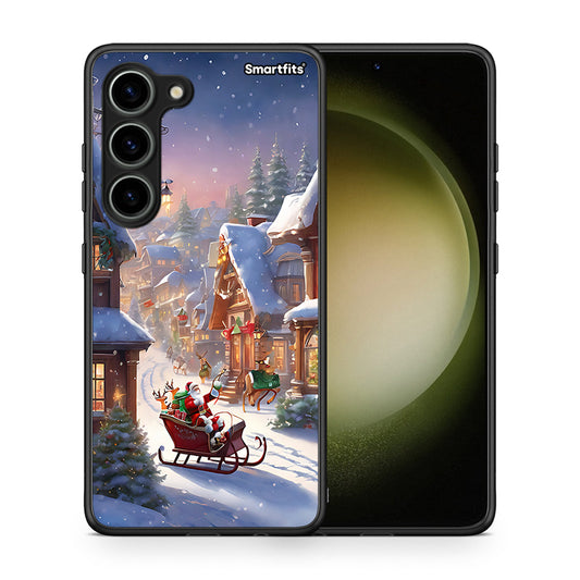 Θήκη Samsung Galaxy S23 Christmas Snow από τη Smartfits με σχέδιο στο πίσω μέρος και μαύρο περίβλημα | Samsung Galaxy S23 Christmas Snow Case with Colorful Back and Black Bezels