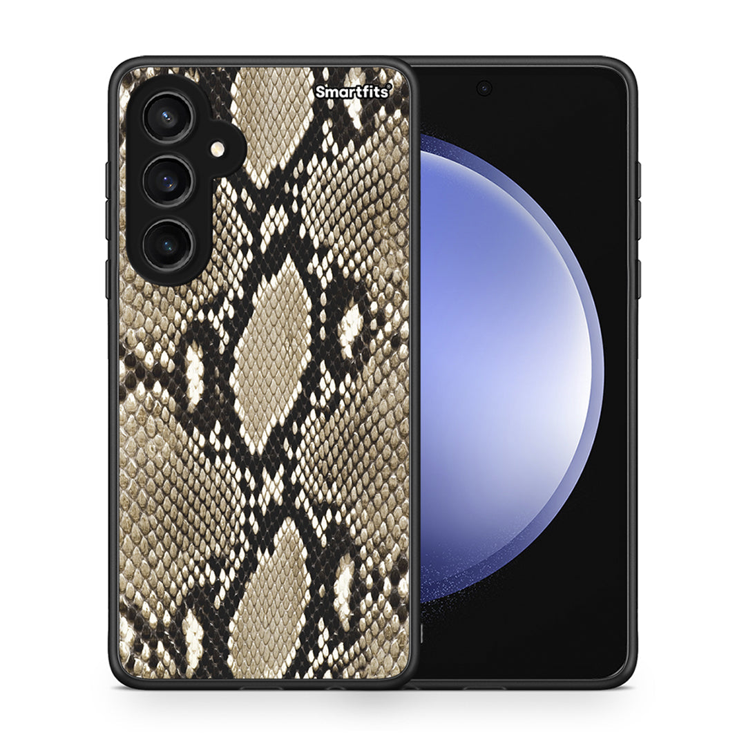 Θήκη Samsung Galaxy S23 FE Fashion Snake Animal από τη Smartfits με σχέδιο στο πίσω μέρος και μαύρο περίβλημα | Samsung Galaxy S23 FE Fashion Snake Animal case with colorful back and black bezels