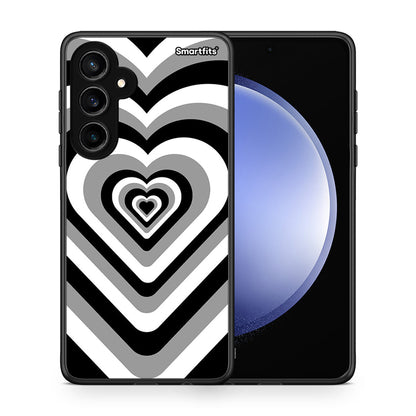 Θήκη Samsung Galaxy S23 FE Black Hearts από τη Smartfits με σχέδιο στο πίσω μέρος και μαύρο περίβλημα | Samsung Galaxy S23 FE Black Hearts case with colorful back and black bezels