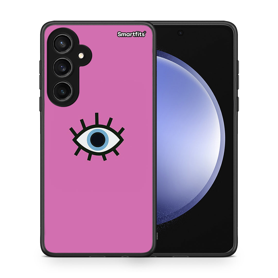 Θήκη Samsung Galaxy S23 FE Blue Eye Pink από τη Smartfits με σχέδιο στο πίσω μέρος και μαύρο περίβλημα | Samsung Galaxy S23 FE Blue Eye Pink case with colorful back and black bezels