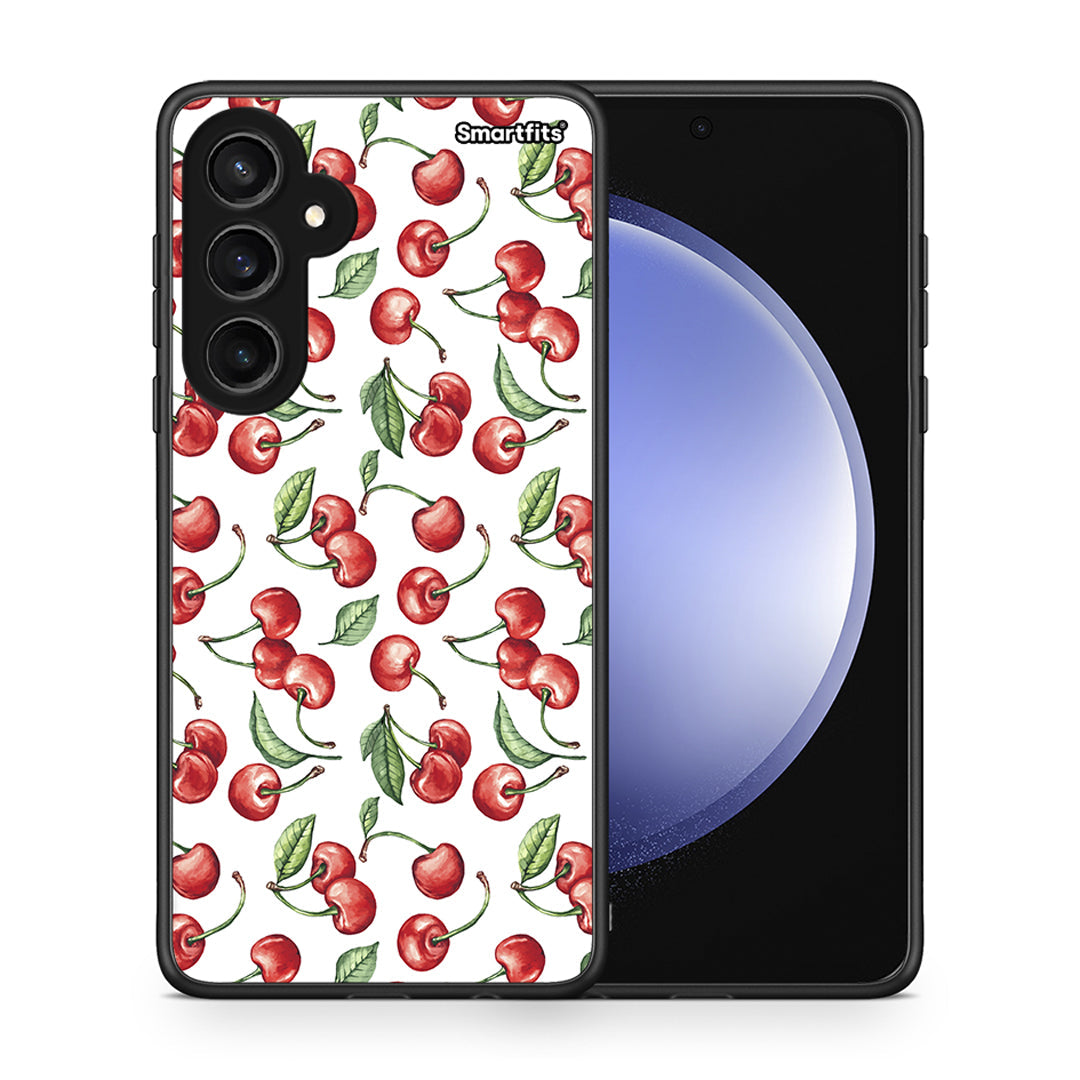 Θήκη Samsung Galaxy S23 FE Cherry Summer από τη Smartfits με σχέδιο στο πίσω μέρος και μαύρο περίβλημα | Samsung Galaxy S23 FE Cherry Summer case with colorful back and black bezels