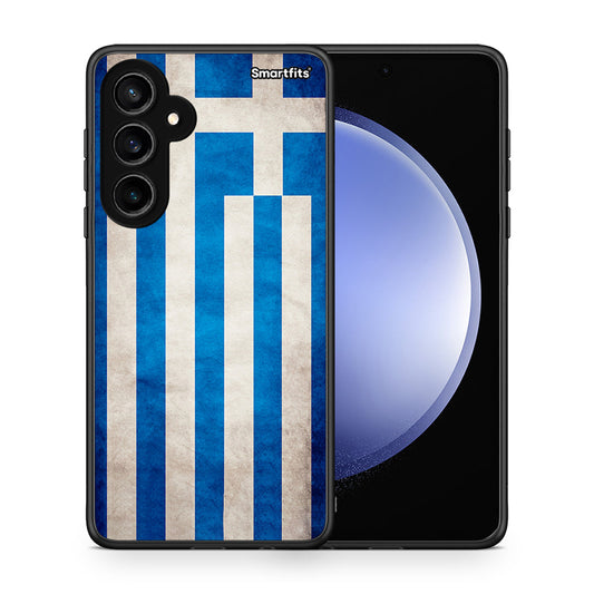 Θήκη Samsung Galaxy S23 FE Greek Flag από τη Smartfits με σχέδιο στο πίσω μέρος και μαύρο περίβλημα | Samsung Galaxy S23 FE Greek Flag case with colorful back and black bezels