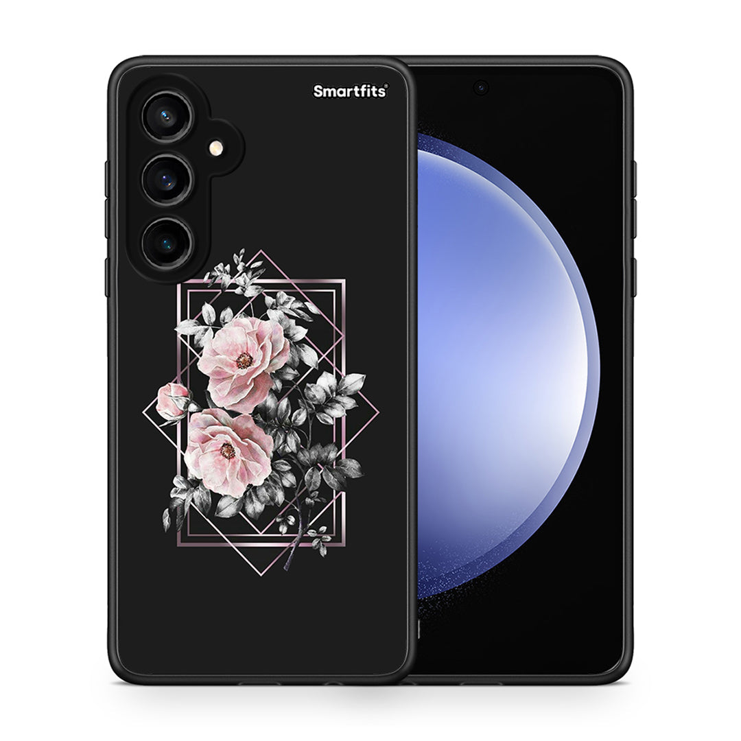 Θήκη Samsung Galaxy S23 FE Frame Flower από τη Smartfits με σχέδιο στο πίσω μέρος και μαύρο περίβλημα | Samsung Galaxy S23 FE Frame Flower case with colorful back and black bezels