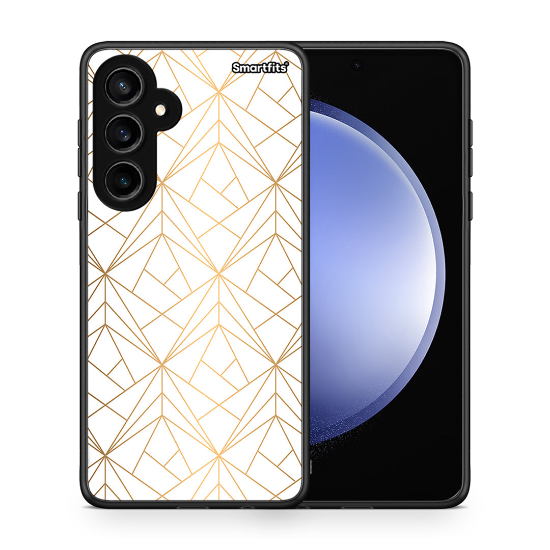 Θήκη Samsung Galaxy S23 FE Luxury White Geometric από τη Smartfits με σχέδιο στο πίσω μέρος και μαύρο περίβλημα | Samsung Galaxy S23 FE Luxury White Geometric case with colorful back and black bezels